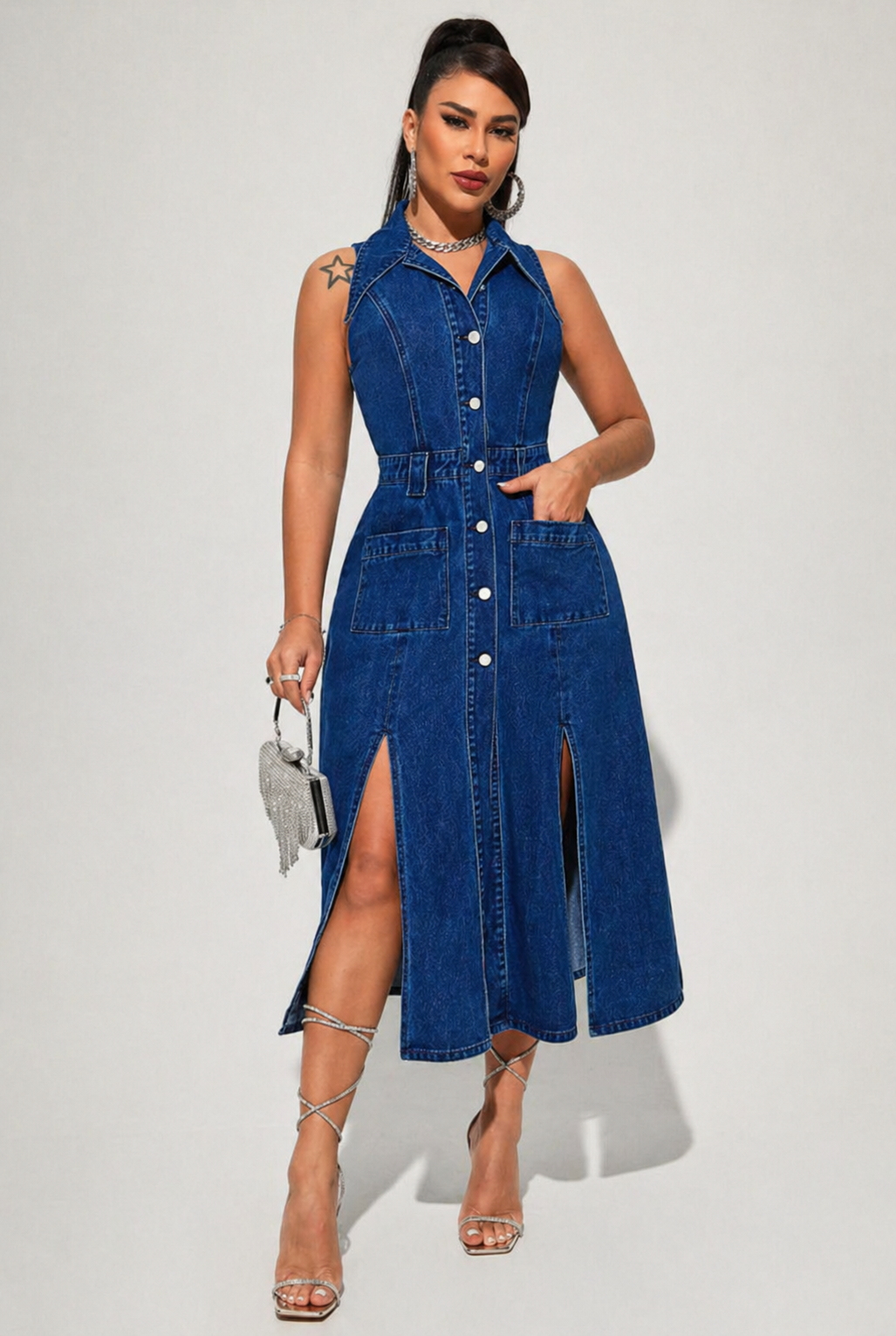 Jela - Open Front Vest Dress