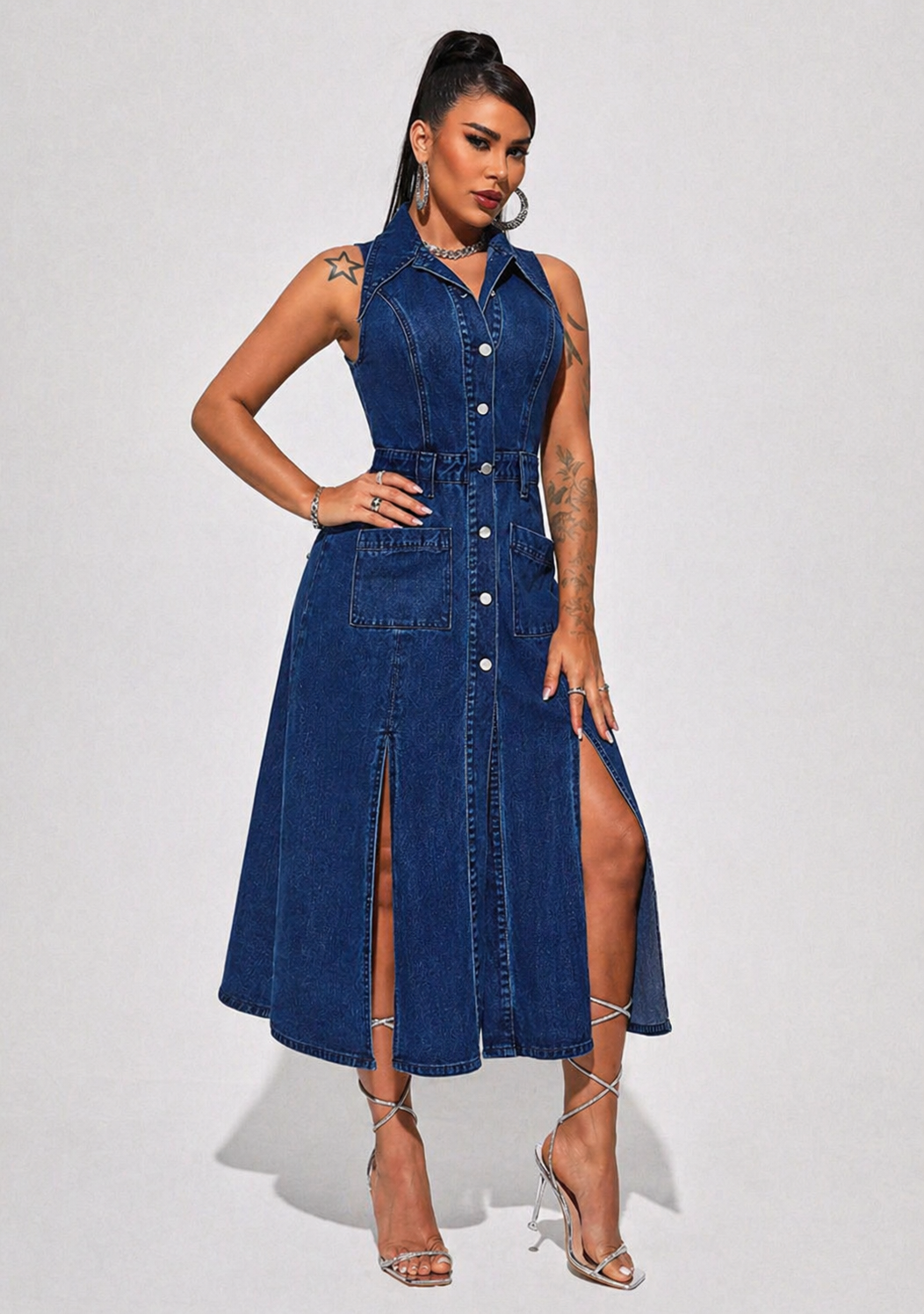 Jela - Open Front Vest Dress