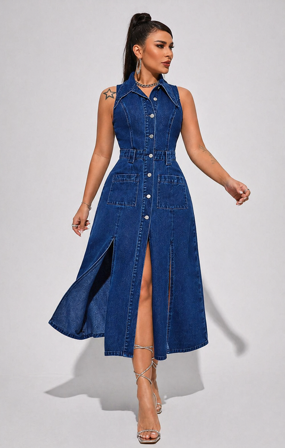Jela - Open Front Vest Dress