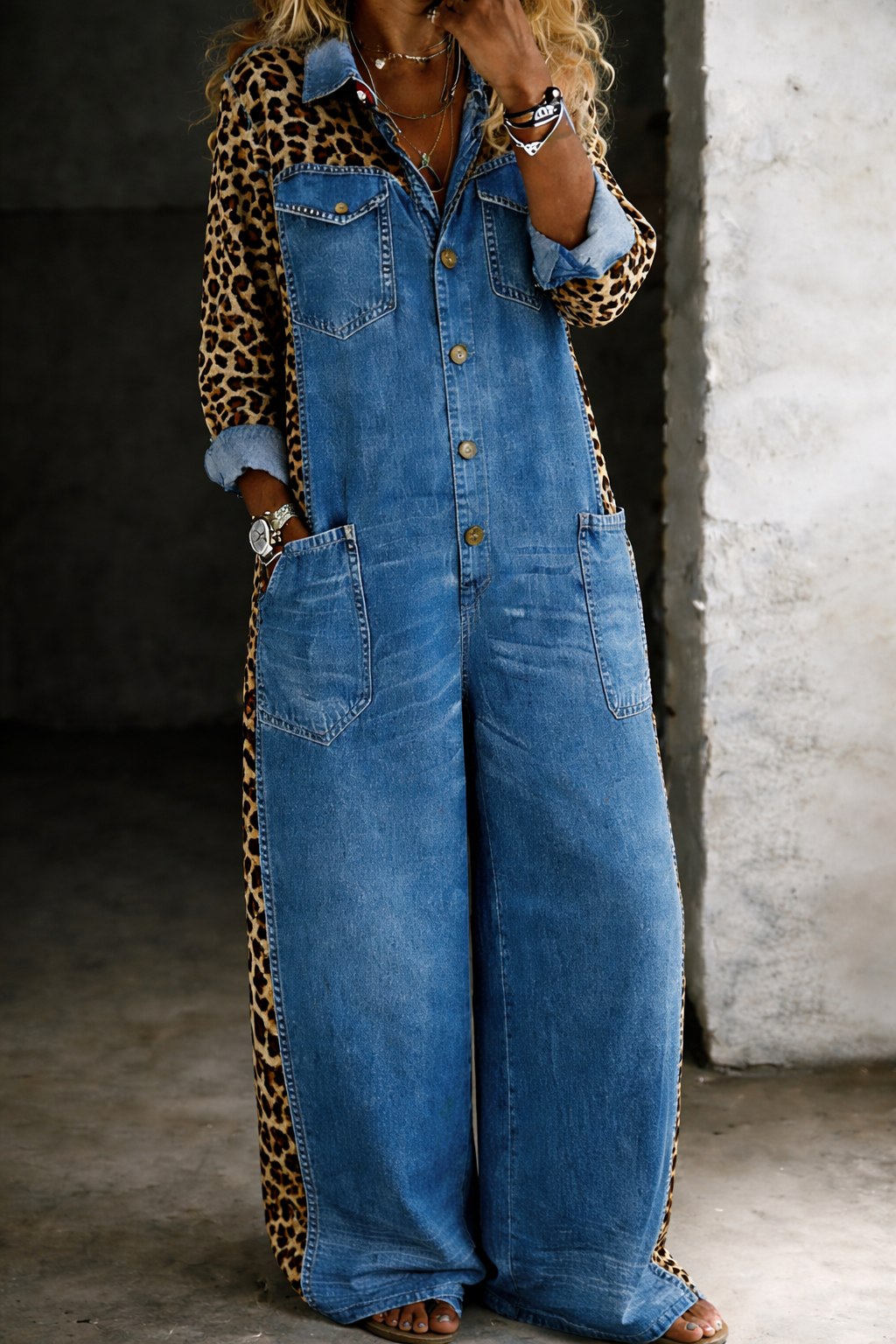 Amelia - One Piece Denim Shirt Jumpsuit