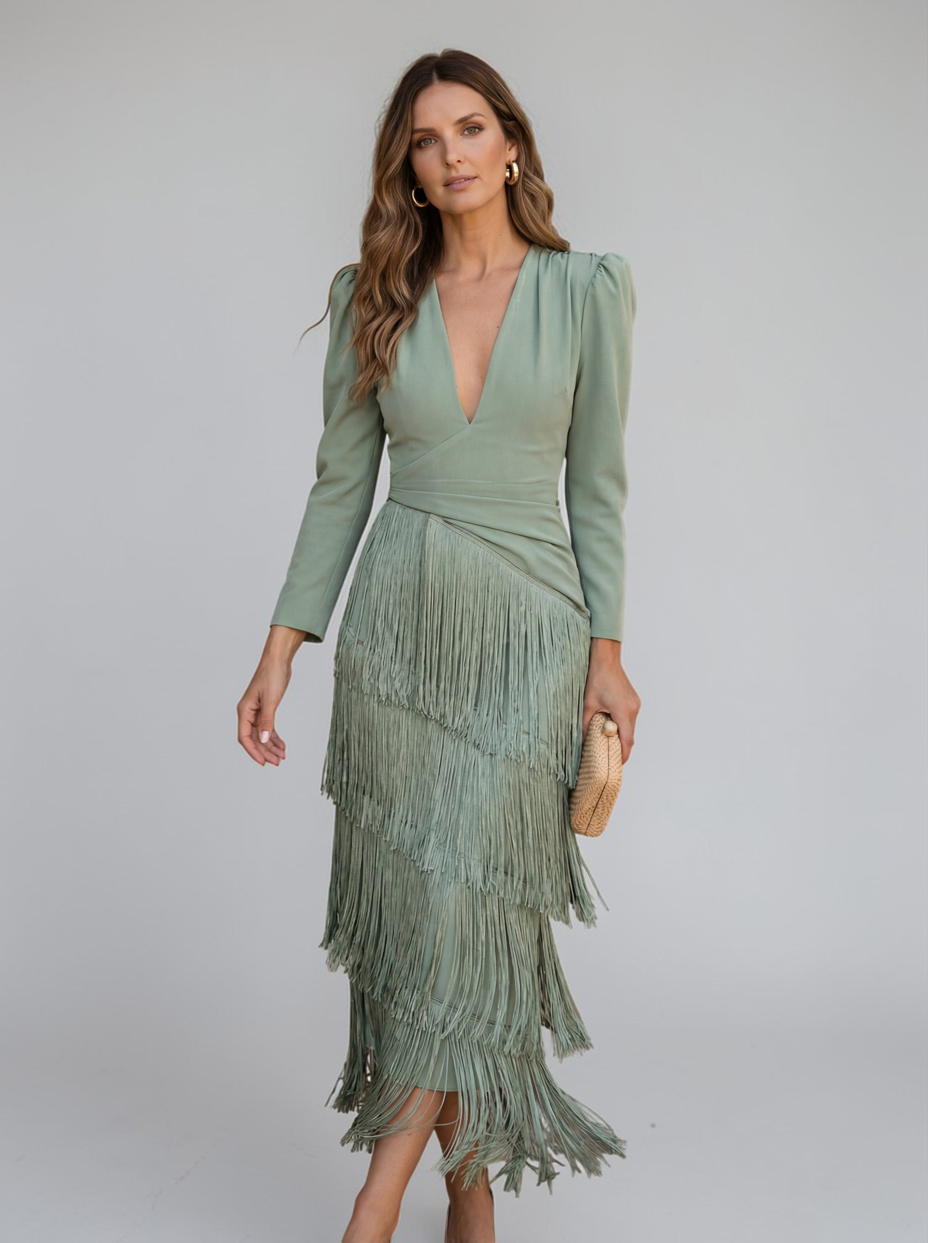 Leah - Elegant Fringe Statement Dress