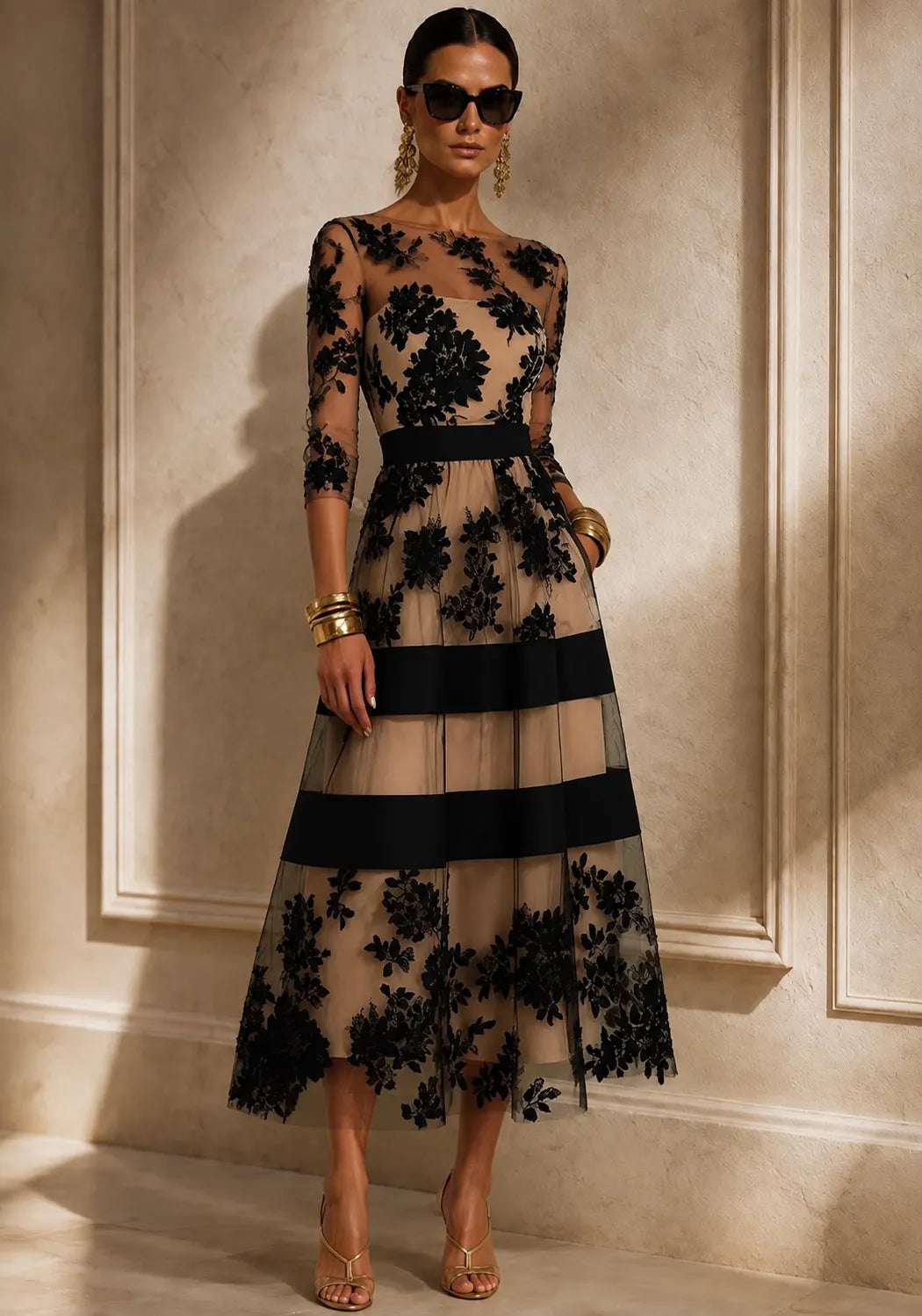 Hattie - Elegant Floral Midi Dress