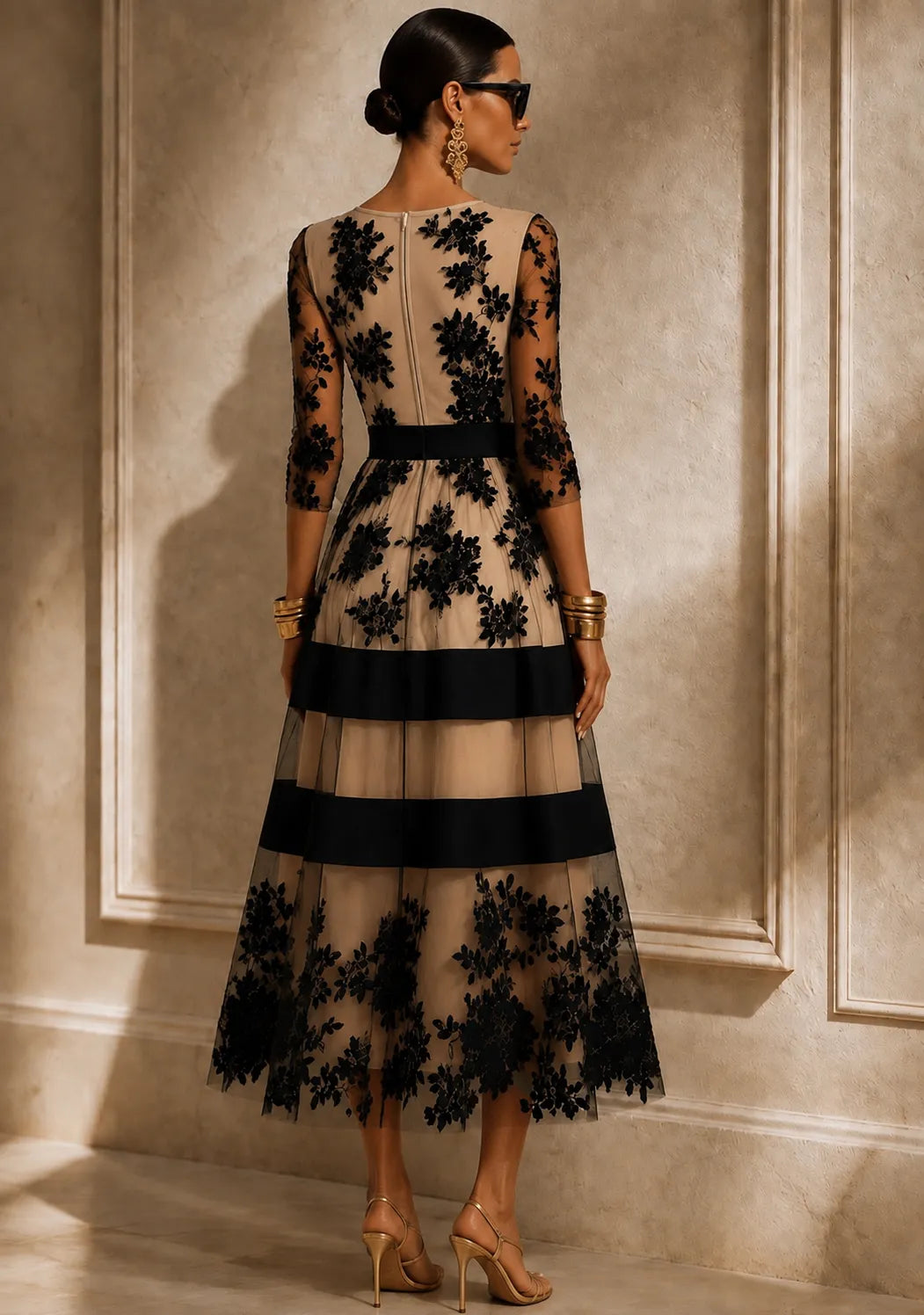 Hattie - Elegant Floral Midi Dress