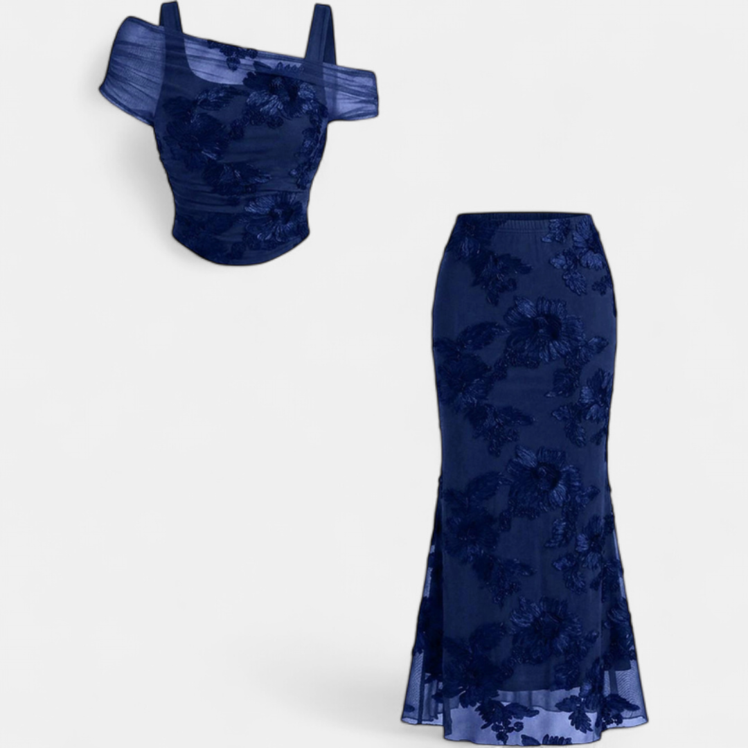 Vivienne – Mesh Embroidered Evening Set