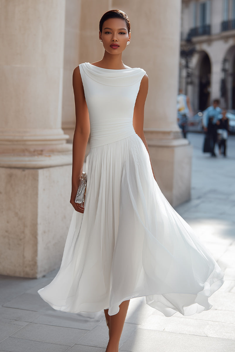 Arielle - Draped Midi Occasion Dress
