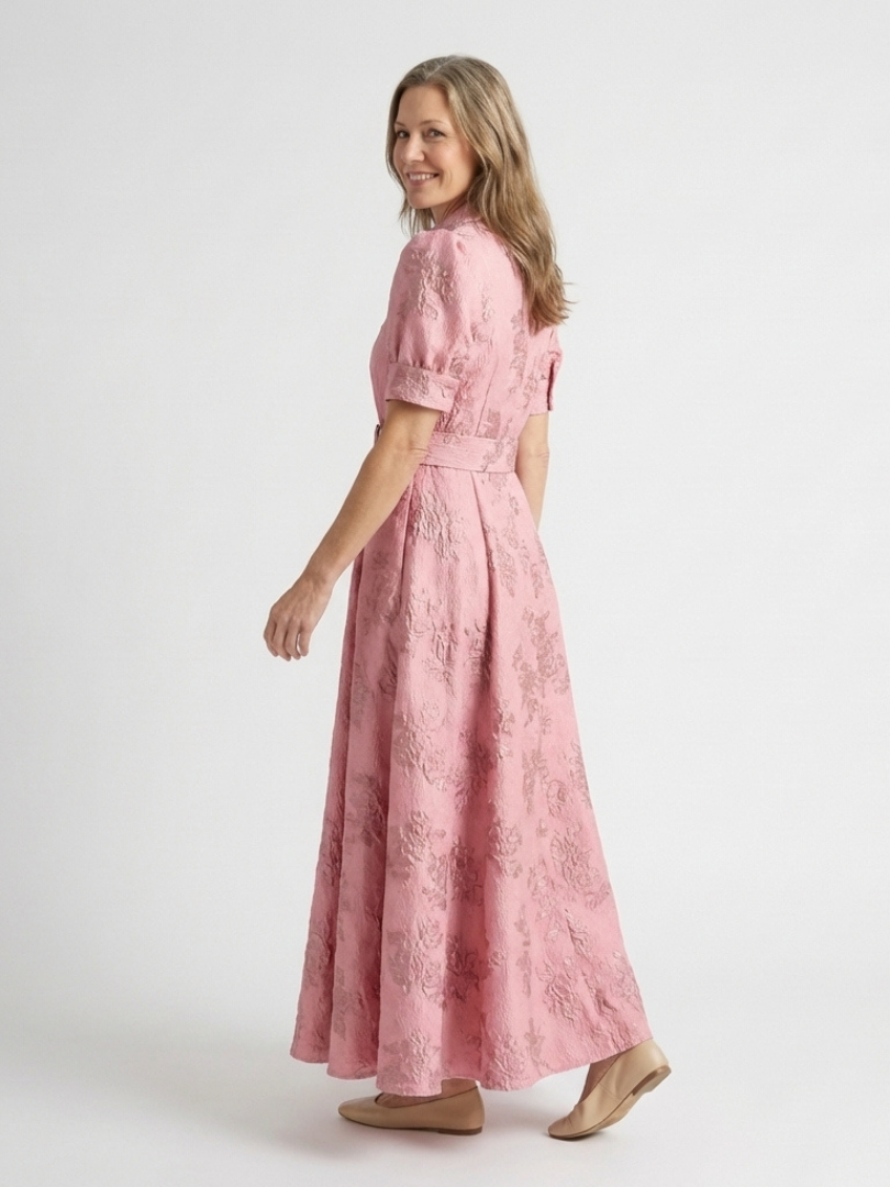 Phoebe - Short Sleeve Waist Maxi Shirt Dress