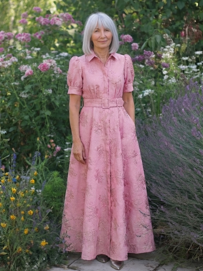 Phoebe - Short Sleeve Waist Maxi Shirt Dress