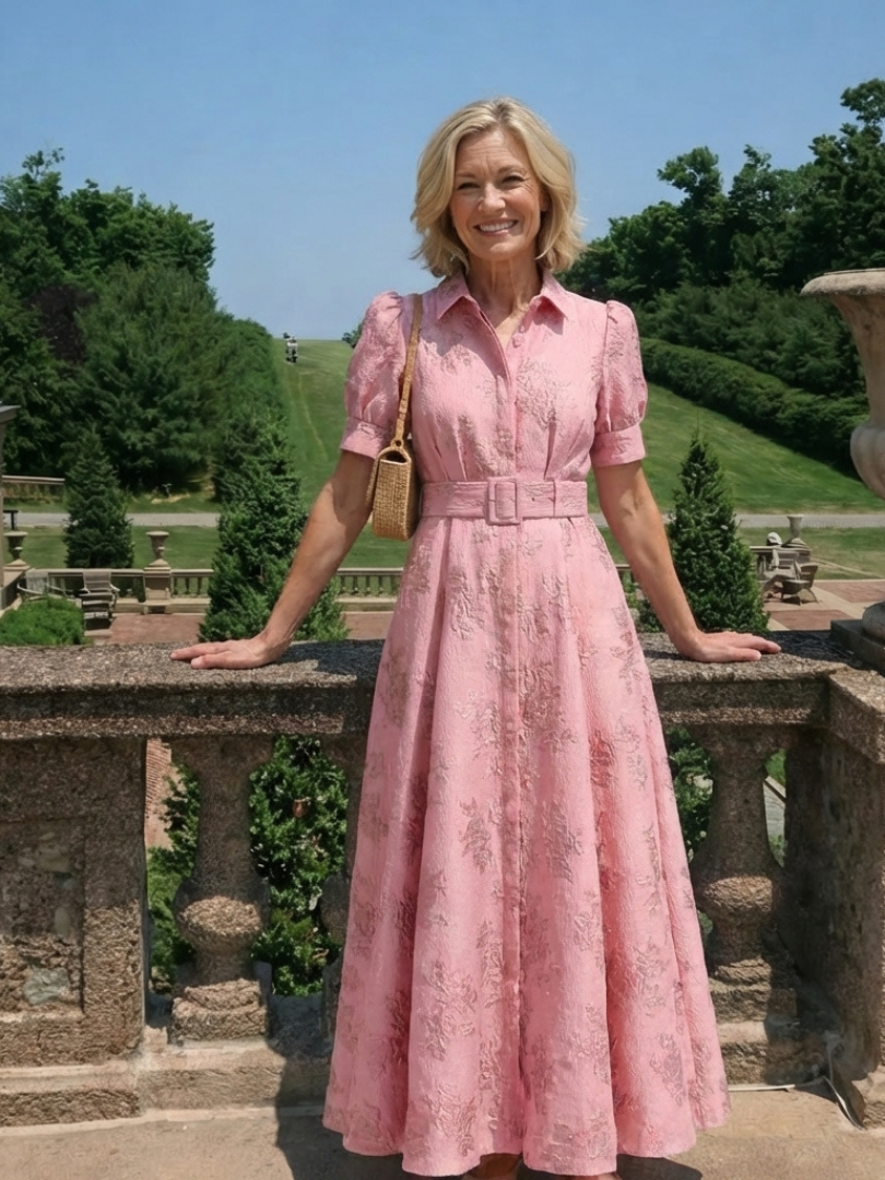 Phoebe - Short Sleeve Waist Maxi Shirt Dress