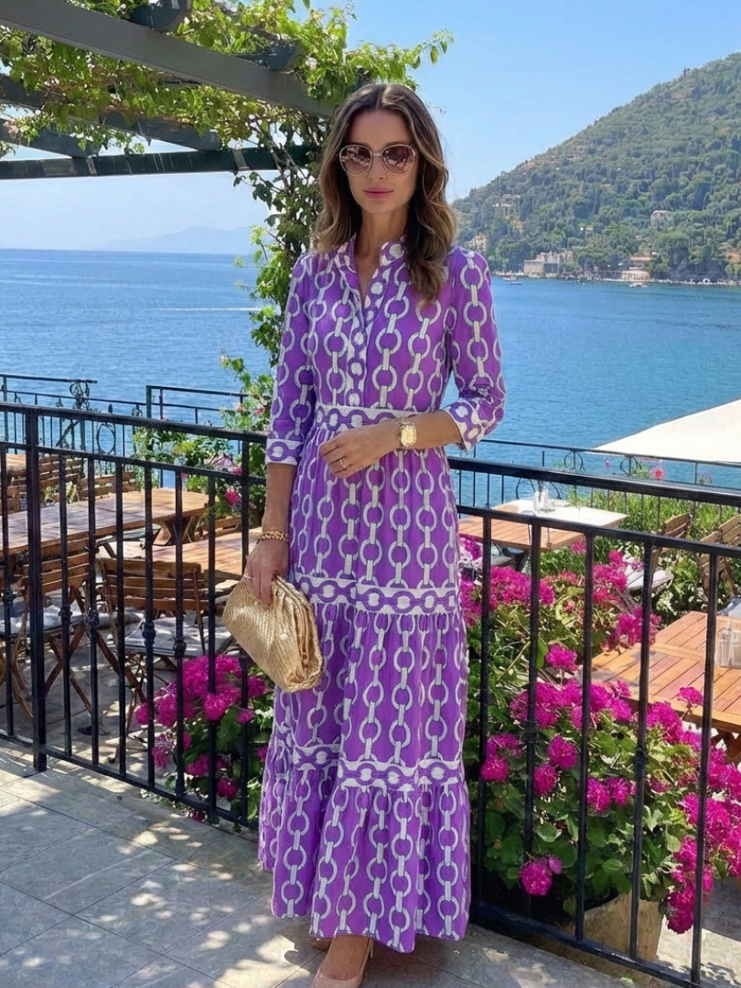 Saldy - Floral V-Neck Maxi Dress