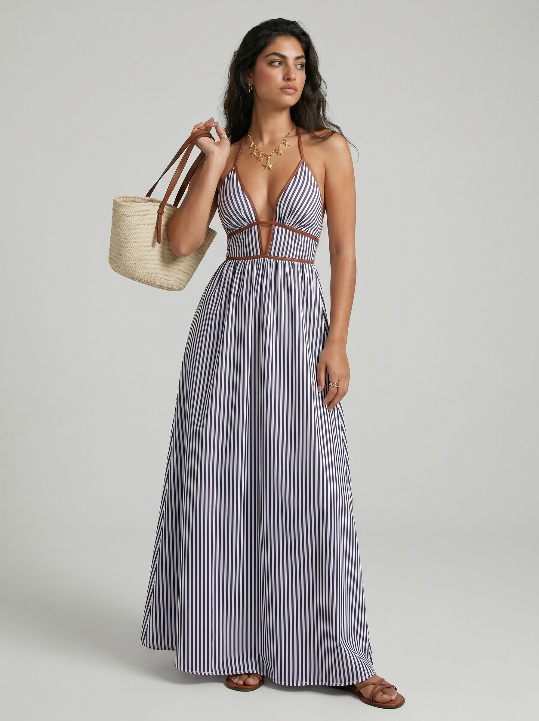 Pia - Flowing Halter Summer Maxi Dress