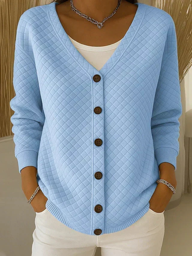Monroe – Quilted Button-Up Knit Cardigan