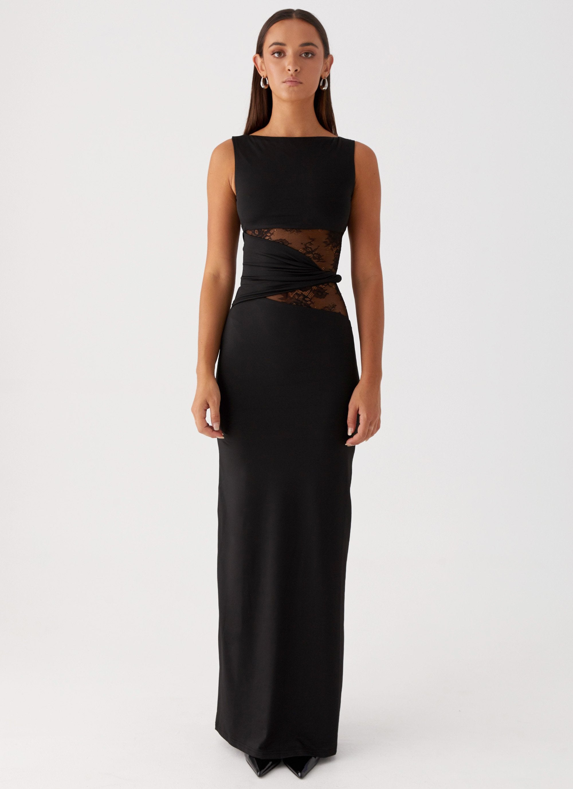 Larra – Figure Hugging Maxi Dress with Cutouts and Lacing