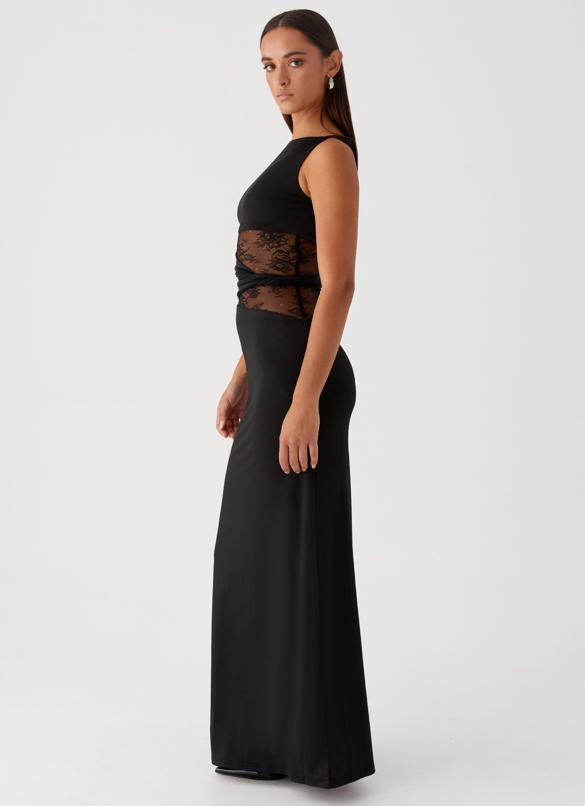 Larra – Figure Hugging Maxi Dress with Cutouts and Lacing
