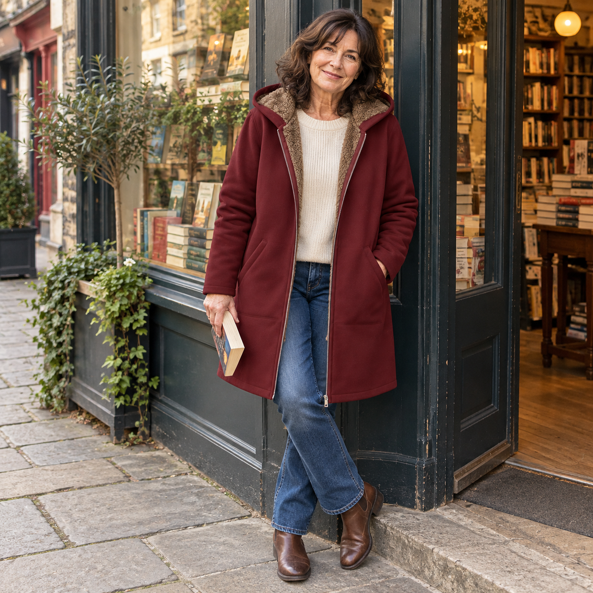 Lyra – Cozy Sherpa-Lined Hooded Coat