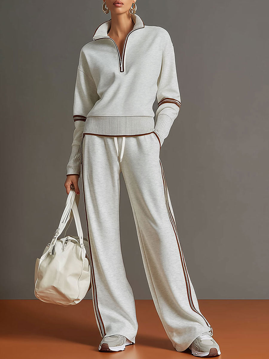 Mariel - Knit Lounge Set With Wide-Leg Pants