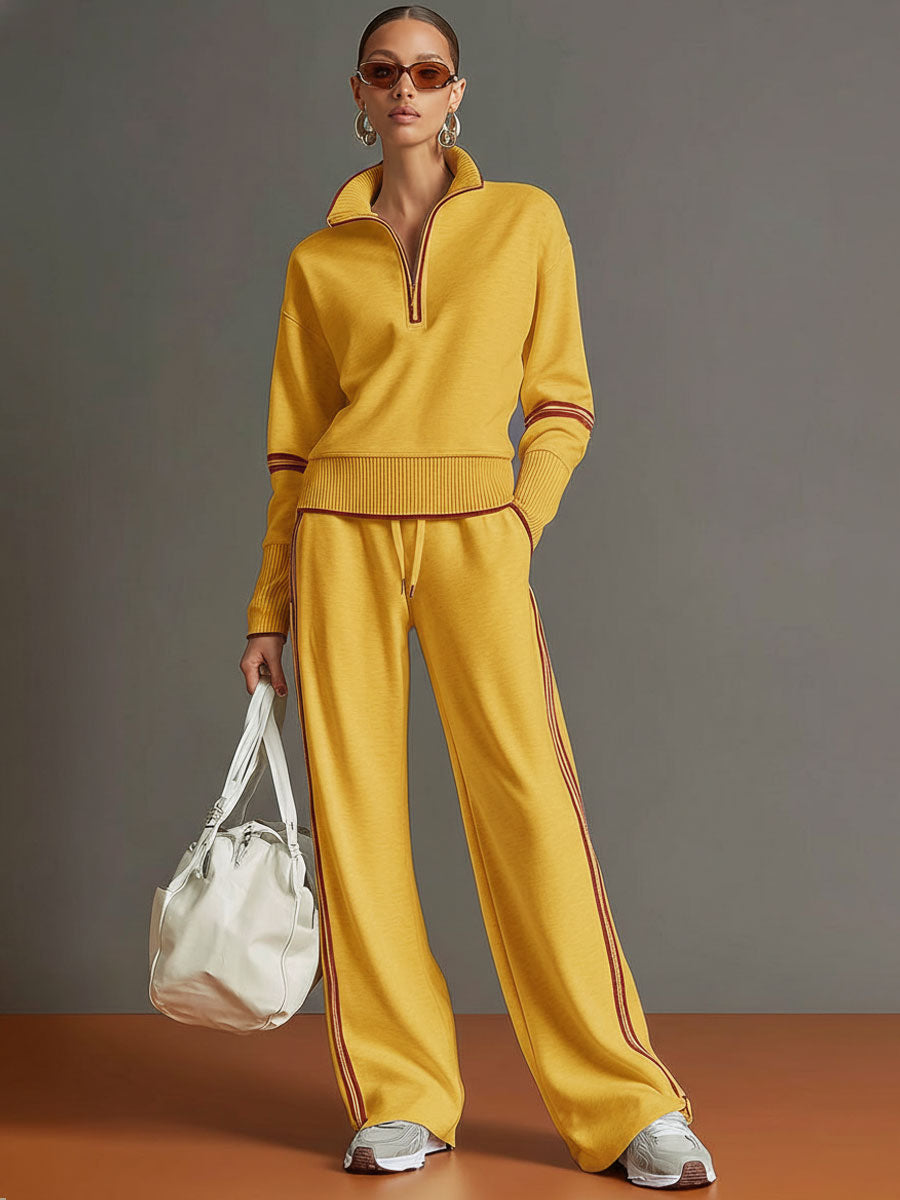Mariel - Knit Lounge Set With Wide-Leg Pants