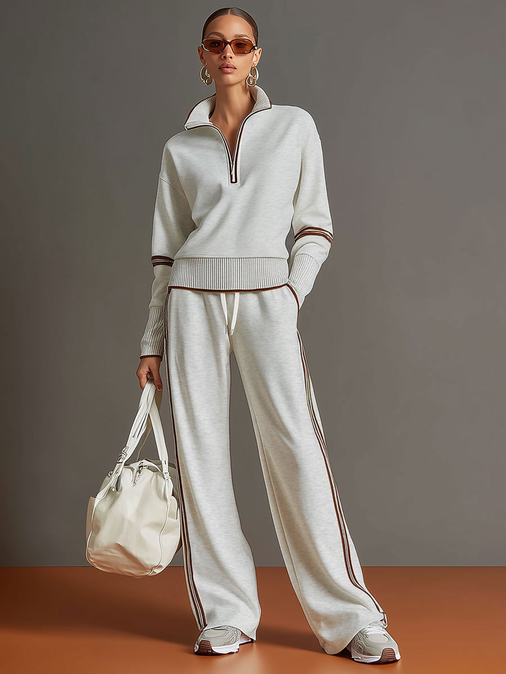 Mariel - Knit Lounge Set With Wide-Leg Pants