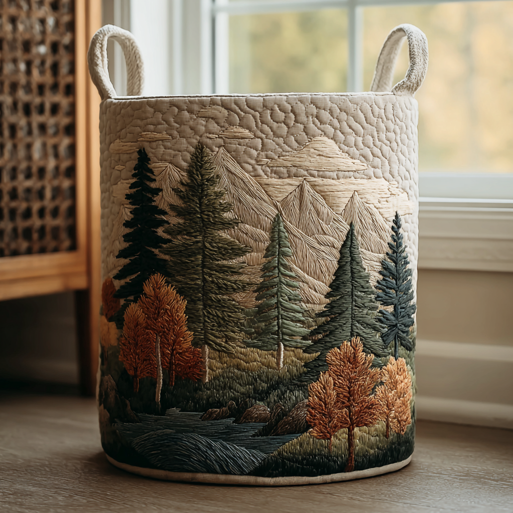 Misty – Hand-Quilted Mountain Storage Basket