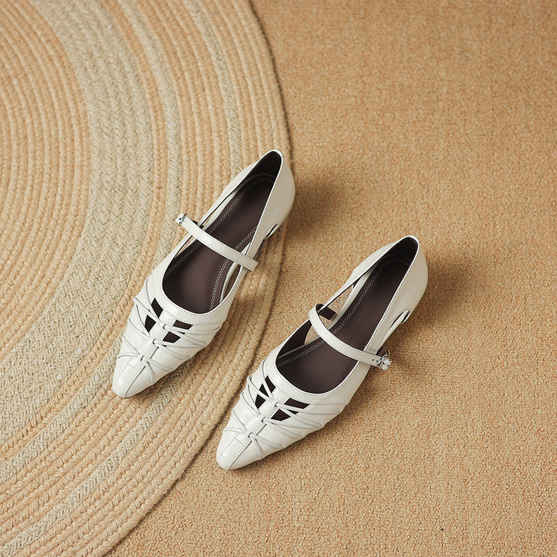 Lucia - Pointed Lattice-Cut Mary Jane Flat
