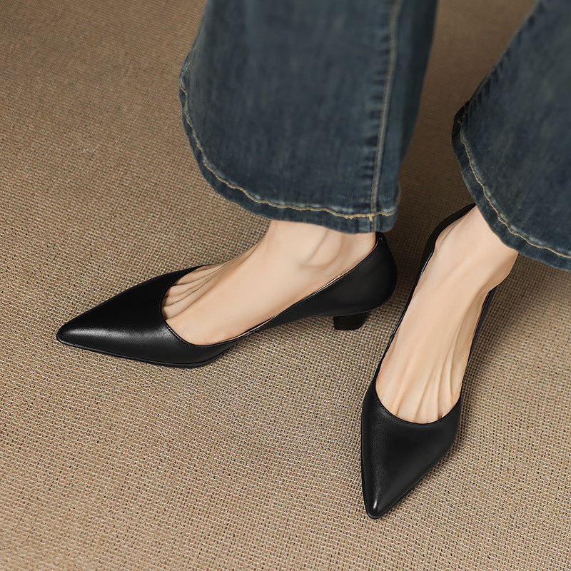 Carla - Leather Kitten Heels