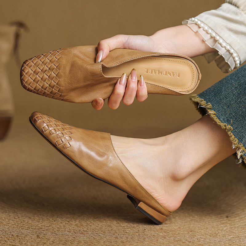 Mindy - Genuine Leather Square-Toe Sandals