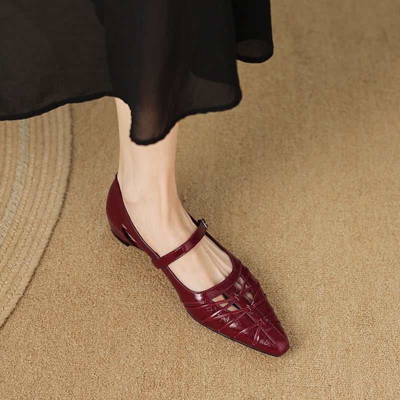 Lucia - Pointed Lattice-Cut Mary Jane Flat