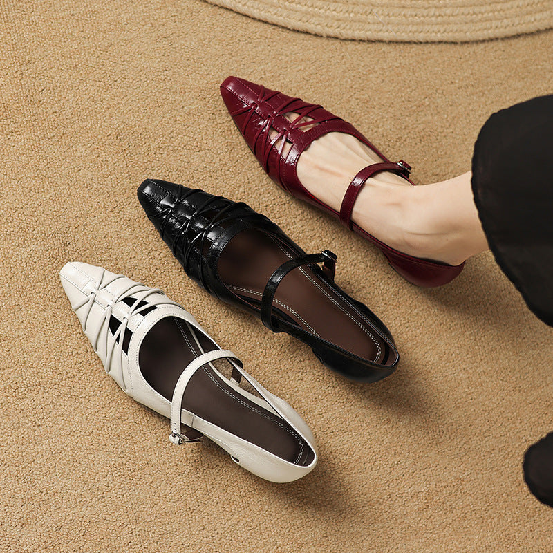 Lucia - Pointed Lattice-Cut Mary Jane Flat