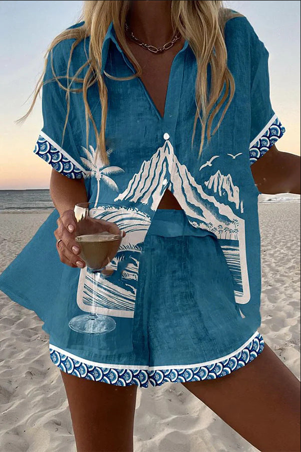 Naomi – Mount Fuji Linen Short Set