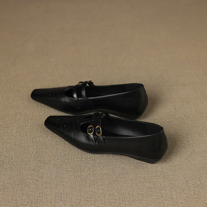 Rayne - Brogued Double-Strap Mary Jane Flat