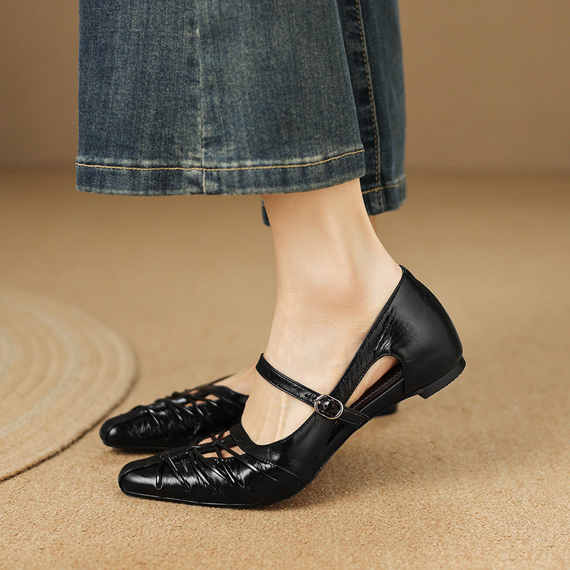 Lucia - Pointed Lattice-Cut Mary Jane Flat