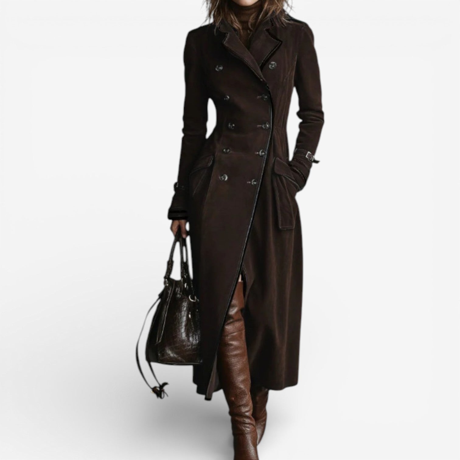 Amarah – Long Suede Trench Coat