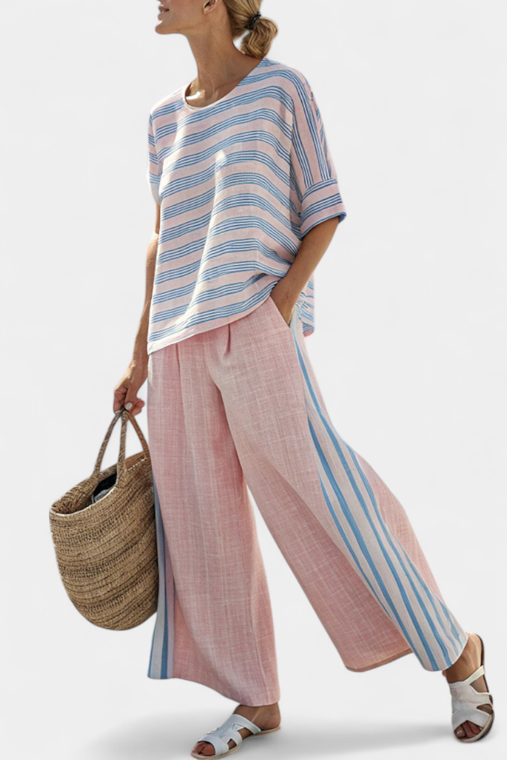 Mina – Elegant Blue Top and Soft Pants