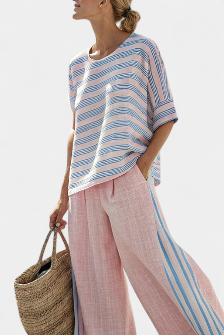 Mina – Elegant Blue Top and Soft Pants