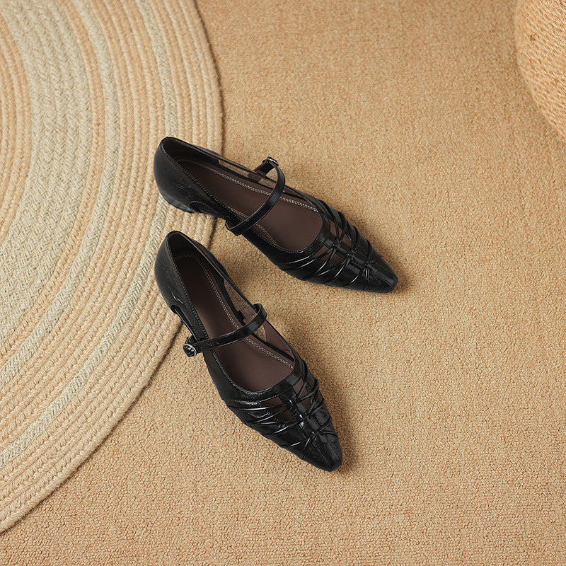 Lucia - Pointed Lattice-Cut Mary Jane Flat