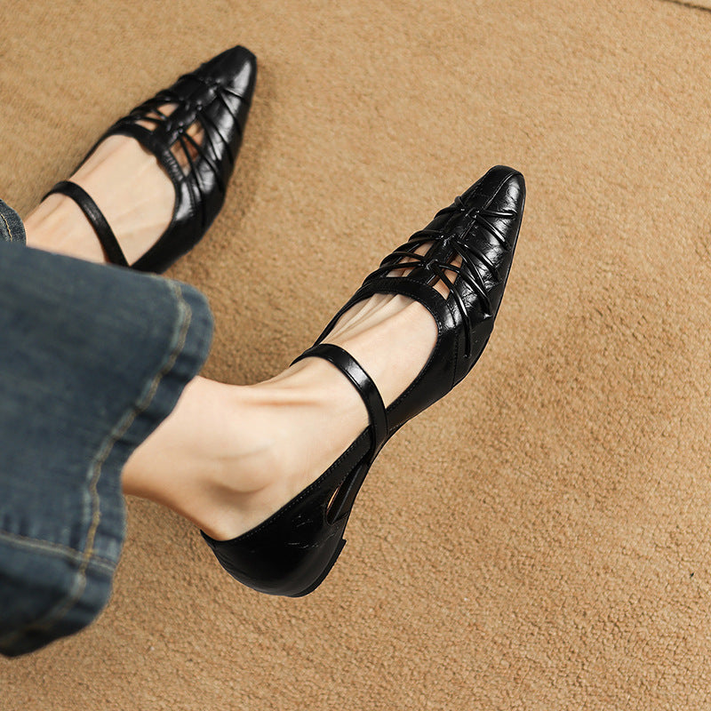 Lucia - Pointed Lattice-Cut Mary Jane Flat