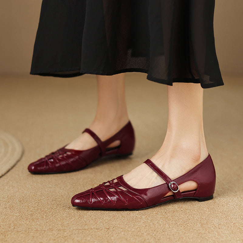 Lucia - Pointed Lattice-Cut Mary Jane Flat