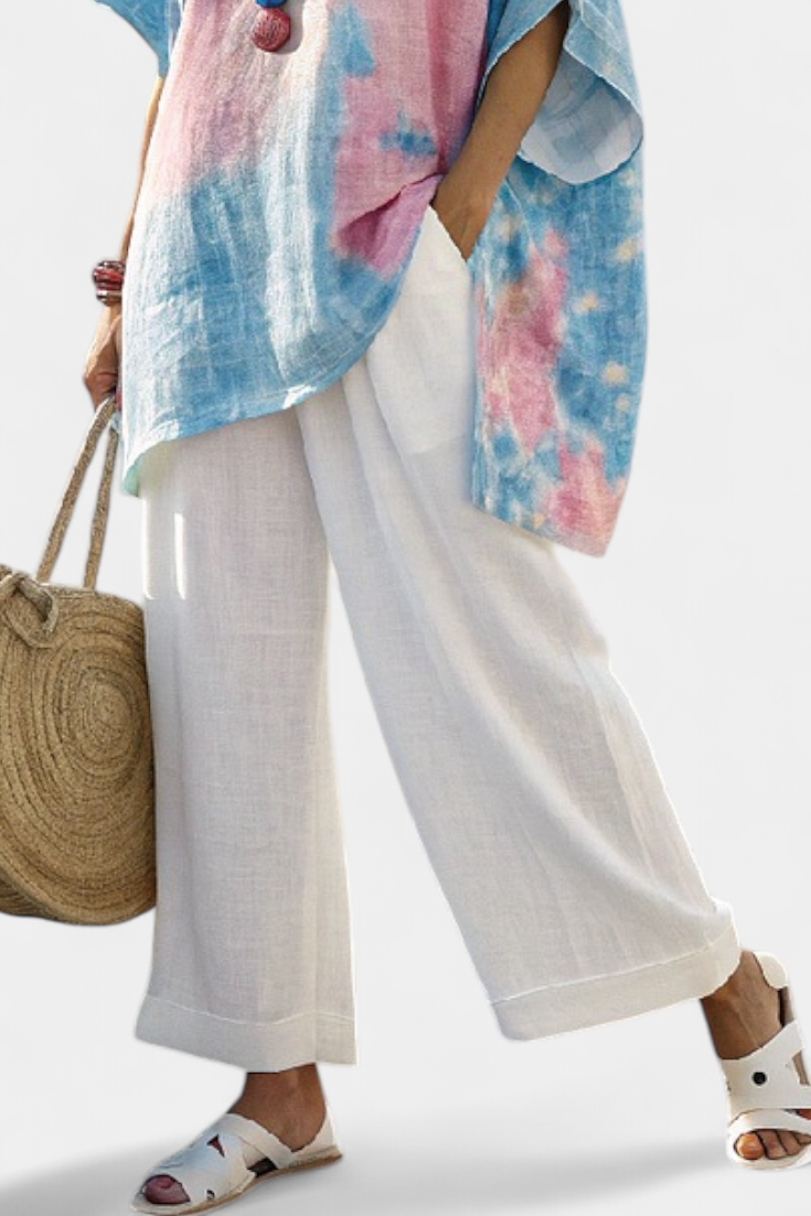 Tina – Essential Comfortable Linen Top and Bamboo Striped Pants