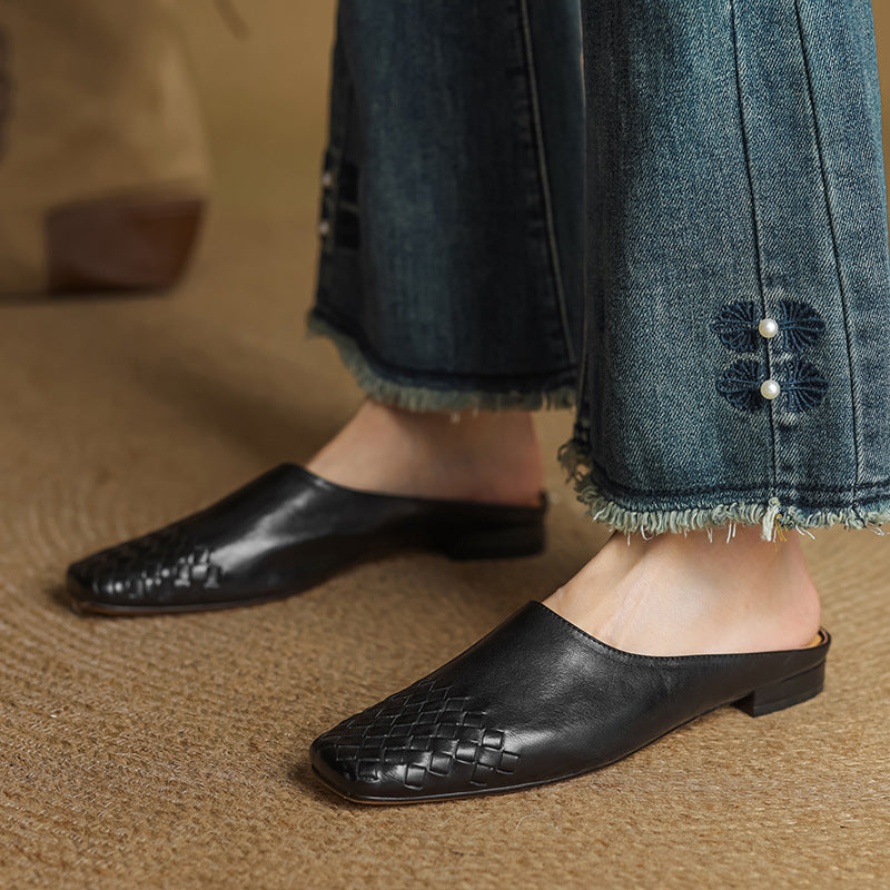 Mindy - Genuine Leather Square-Toe Sandals