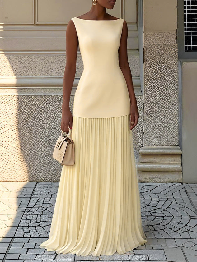 Kamille – Sleeveless Pleated Maxi Dress