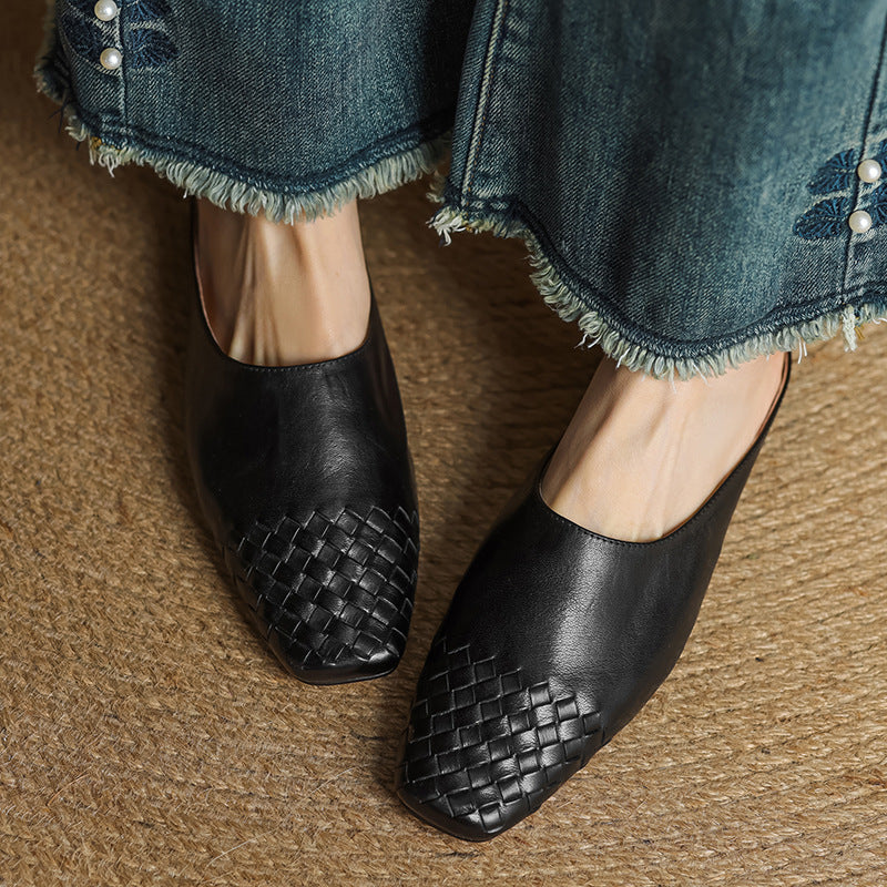 Mindy - Genuine Leather Square-Toe Sandals