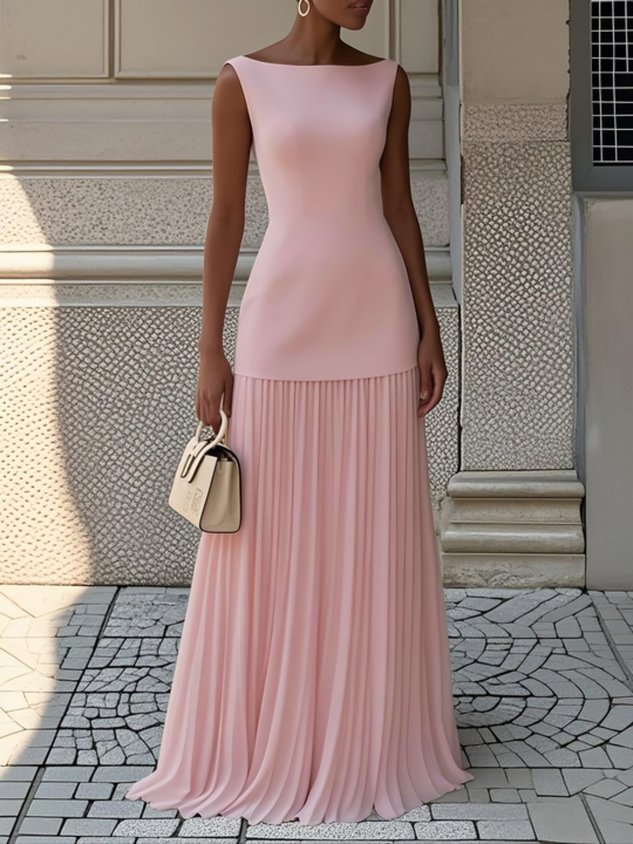Kamille – Sleeveless Pleated Maxi Dress