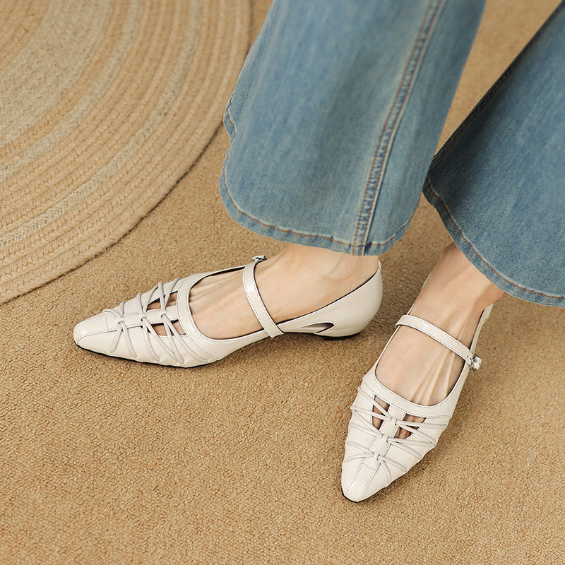 Lucia - Pointed Lattice-Cut Mary Jane Flat
