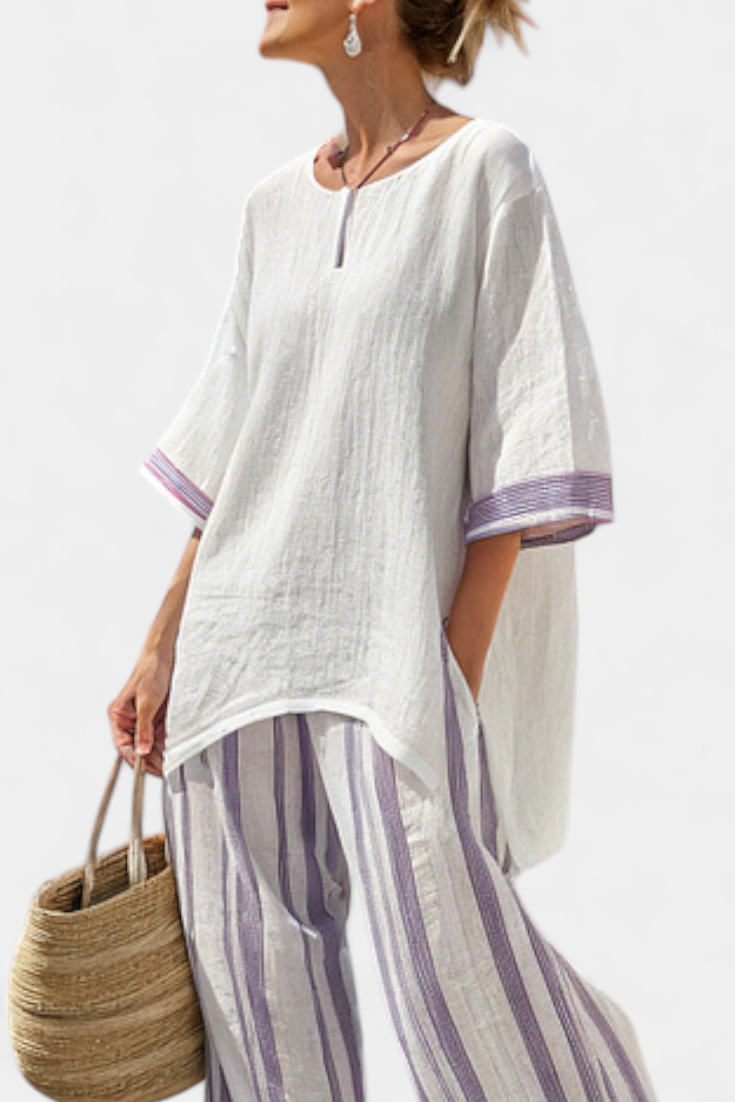 Alicia – Comfortable Blouse and Bamboo Striped Pants