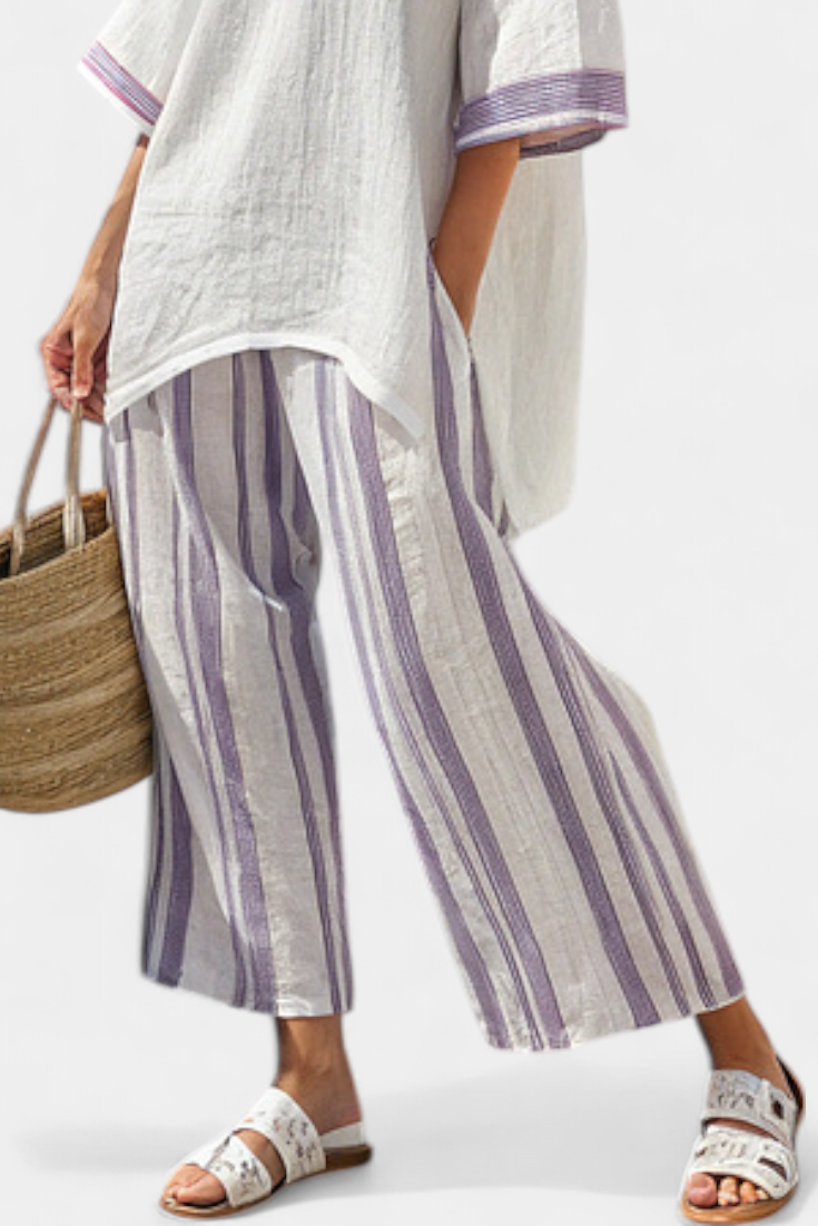 Alicia – Comfortable Blouse and Bamboo Striped Pants
