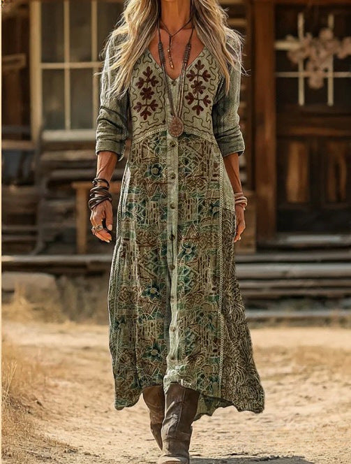 Miley – Botanical Print Maxi Dress
