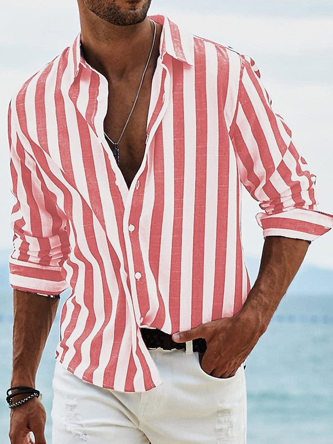 Edward – Riviera Stripe Shirt in Cotton-Linen Blend