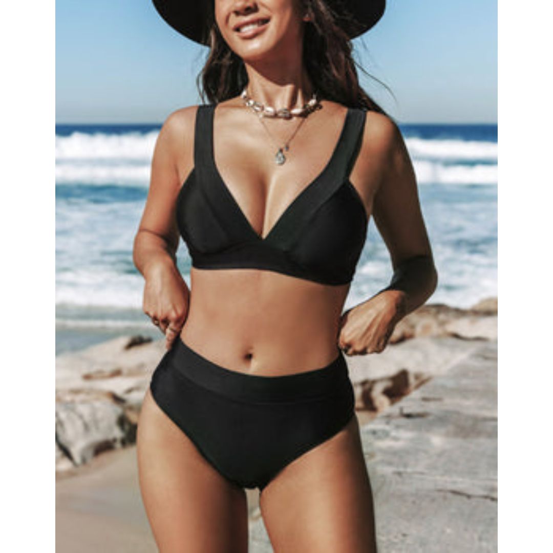 Lala - Solid High-Waisted Swimsuit