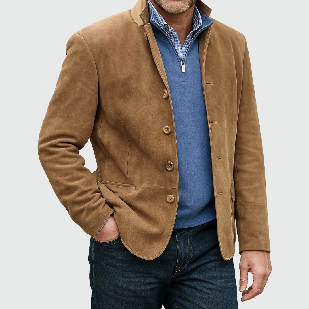 Asher - Classic Suede Button Jacket
