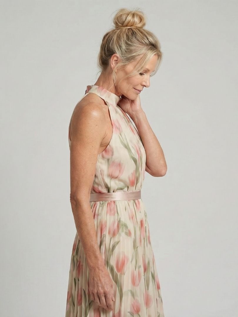 Reiley - Halter Neck Floral Midi Dress