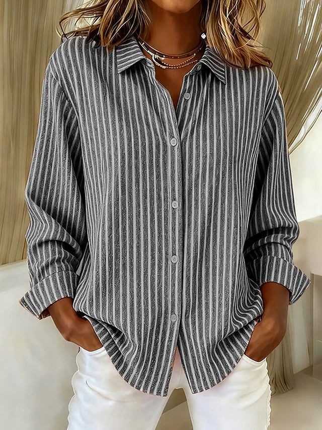 Carissa – Lightweight Striped Button-Up Shirt